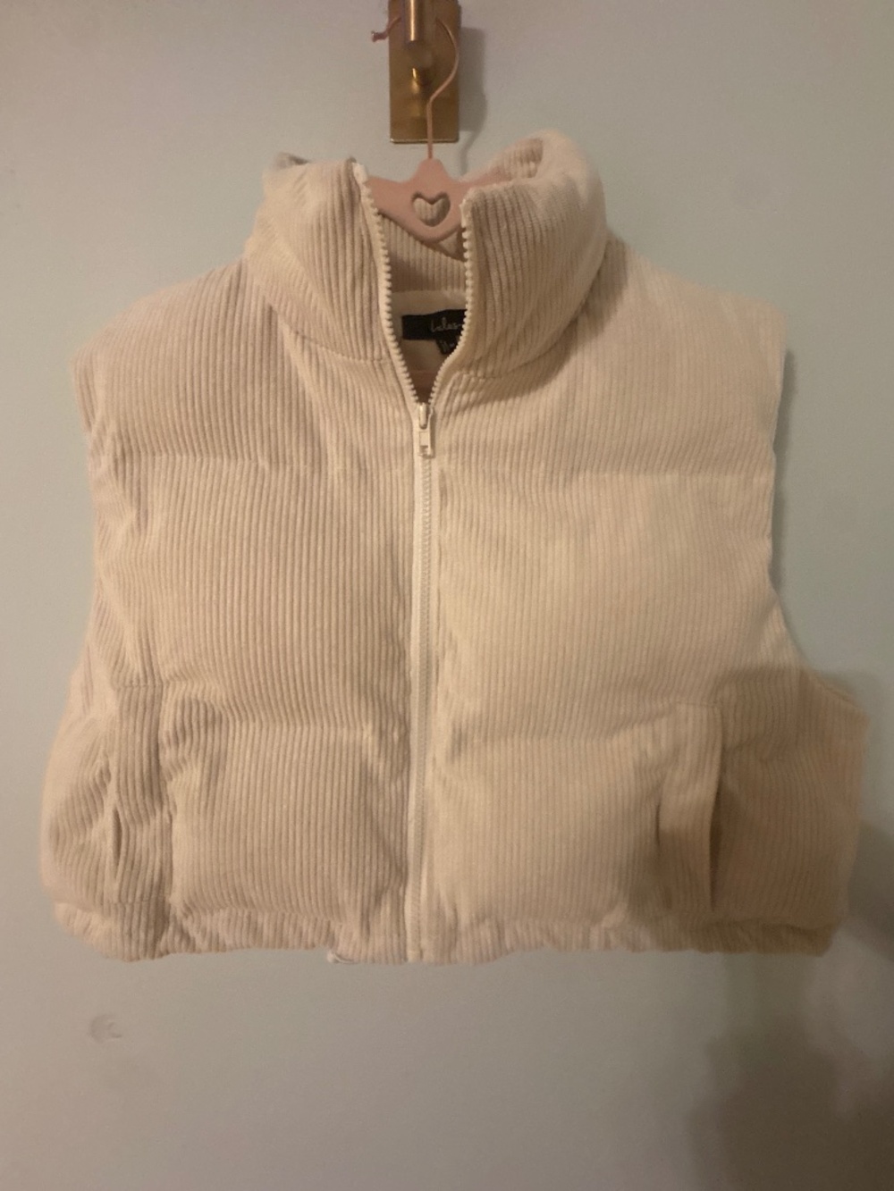 Lulus Cream Cropped Puffer Vest XS Ivory Quilted Zip Up Fall Winter